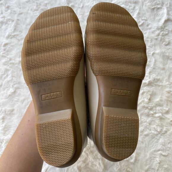 Sperry Womens Saltwater Duck Boot Size 7.5 Ivory Chevron Quilted Rain Snow Boots - Picture 14 of 15